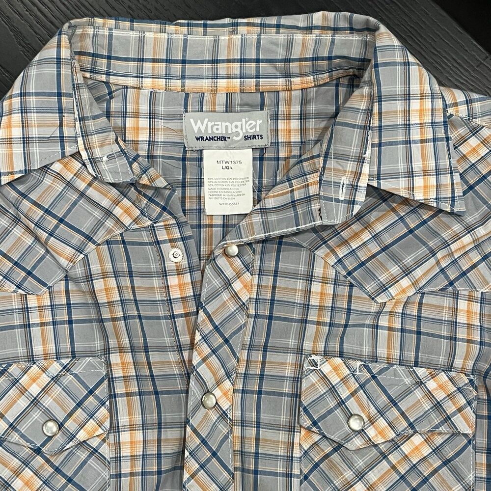 Wrangler Wrancher Western Shirt Size Medium Large Plaid Multicolor Short Sleeve